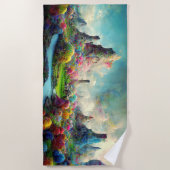 Kleurrijk betoverd bos buitenaards landschap strandlaken (Voorkant)