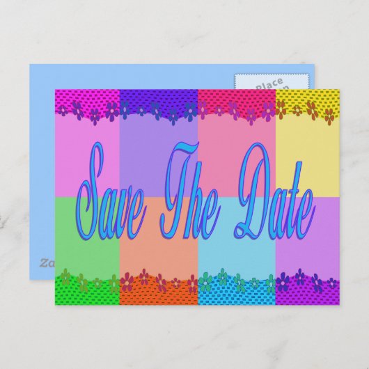 Kleurrijk Bewaar de datum Aankondigingskaart (Voorkant / Achterkant)