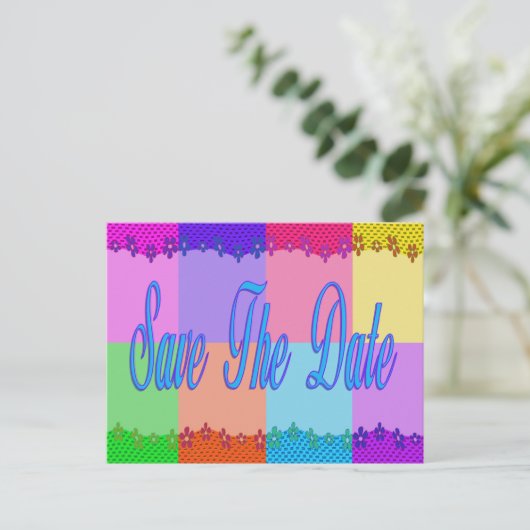 Kleurrijk Bewaar de datum Aankondigingskaart (Staand voorkant)