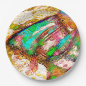 Kleurrijk - bijtend en ruw papieren bordje (Voorkant)