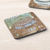 Kleurrijk binnenste plafond van blauwe moskee drankjes onderzetter (Linkerzijde)