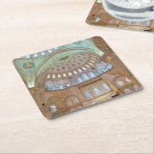 Kleurrijk binnenste plafond van blauwe moskee kartonnen onderzetters (Schuin)