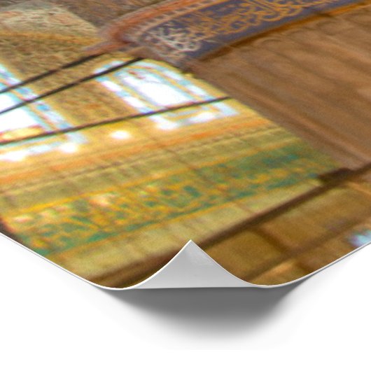 Kleurrijk binnenste plafond van blauwe moskee poster (Hoek)