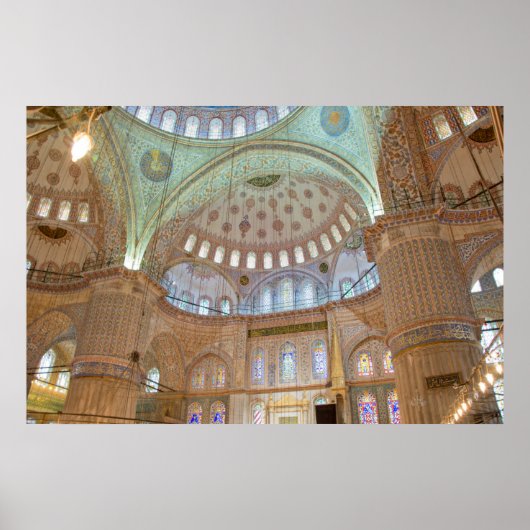 Kleurrijk binnenste plafond van blauwe moskee poster (Voorkant)