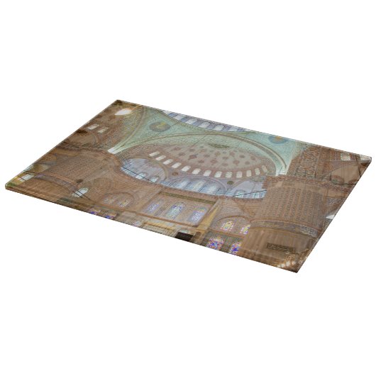 Kleurrijk binnenste plafond van blauwe moskee snijplank (Hoek)