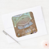 Kleurrijk binnenste plafond van blauwe moskee vierkante sticker (Envelop)