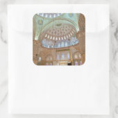 Kleurrijk binnenste plafond van blauwe moskee vierkante sticker (Tas)