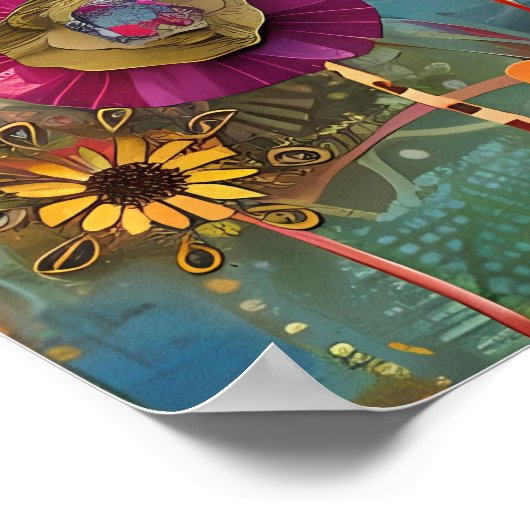 KLEURRIJK BIRD MIXED MEDIA POSTER (Hoek)