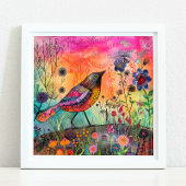 KLEURRIJK BIRD MIXED MEDIA POSTER