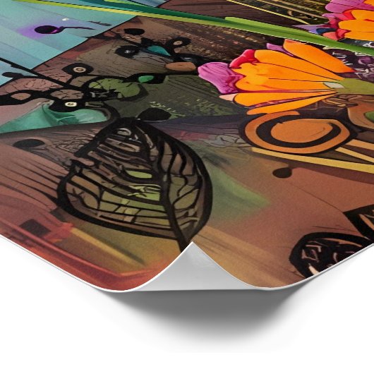 KLEURRIJK BIRD MIXED MEDIA POSTER (Hoek)