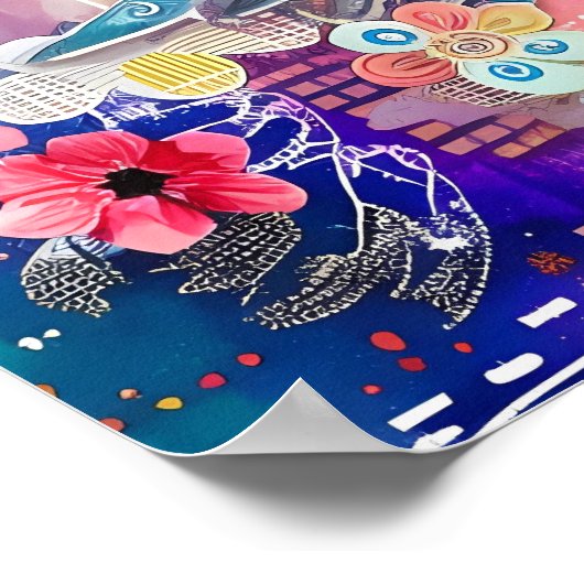 KLEURRIJK BIRD MIXED MEDIA POSTER (Hoek)