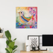 KLEURRIJK BIRD MIXED MEDIA POSTER (Thuiskantoor)