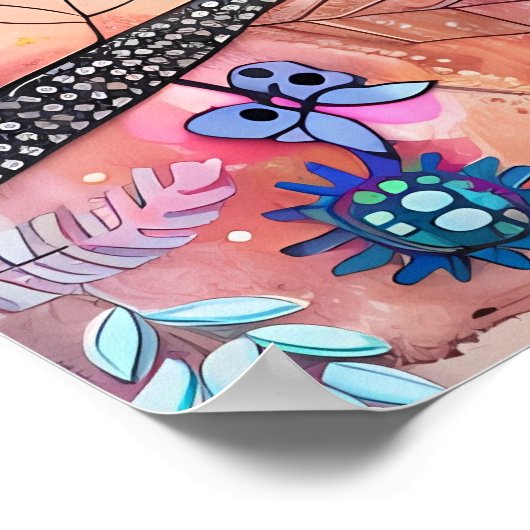 KLEURRIJK BIRD MIXED MEDIA POSTER (Hoek)