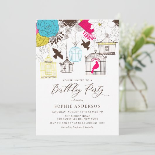 Kleurrijk  Birdcages Verjaardagsfeest Kaart (Staand voorkant)