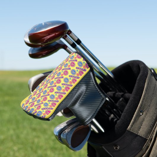 Kleurrijk Bitcoin-patroon Golfheadcover (Insitu)
