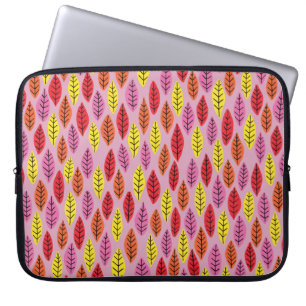 Kleurrijk blad bladeren roze patroon laptop sleeve