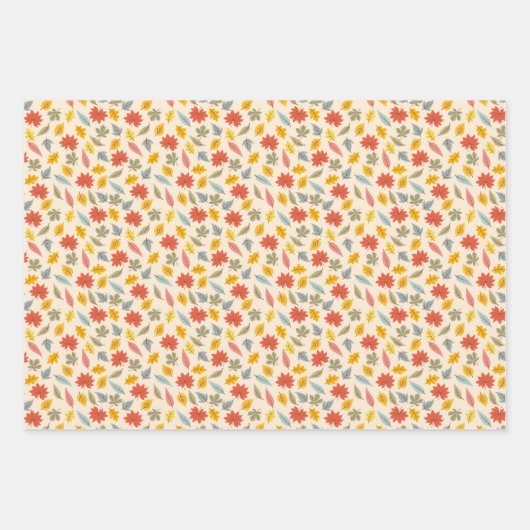 Kleurrijk blad Herfst patroon Inpakpapier Vel (Voorkant 3)