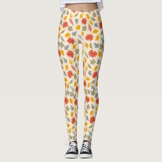 Kleurrijk blad Herfst patroon Leggings (Voorkant)