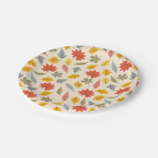 Kleurrijk blad Herfst patroon Papieren Bordje (Gekanteld)