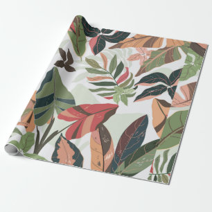 Kleurrijk blad in de tuin, illustratief cadeaupapier