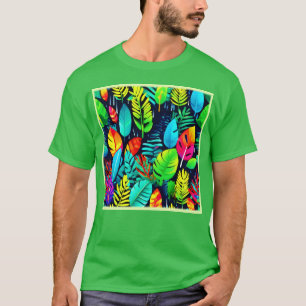 Kleurrijk Blad Motief Kunst T-shirt
