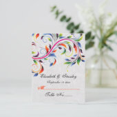Kleurrijk blad op grijze huwelijksplaatskaart kaart (Staand voorkant)