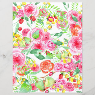 Kleurrijk blad van Floral met aardbeien