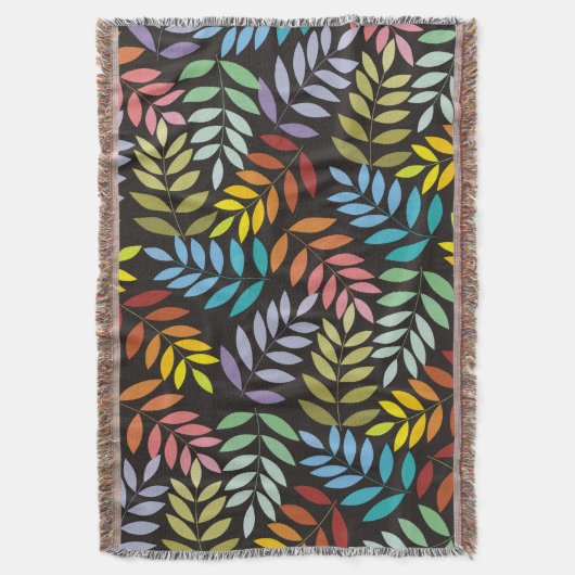 Kleurrijk bladpatroon in regenboogkleuren, aangepa deken (Voorkant Verticaal)