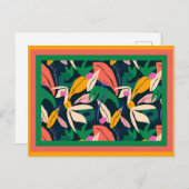 Kleurrijk bladpatroon omgeven briefkaart (Voorkant / Achterkant)