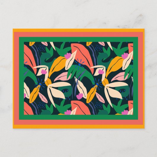 Kleurrijk bladpatroon omgeven briefkaart (Voorkant)