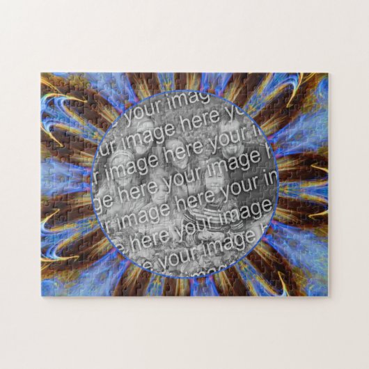 Kleurrijk Blauw Abstract Lijst Creëer Uw Eigen Fot Legpuzzel (Horizontaal)