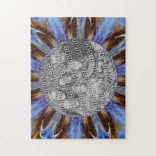 Kleurrijk Blauw Abstract Lijst Creëer Uw Eigen Fot Legpuzzel (Verticaal)