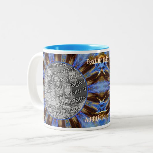 Kleurrijk Blauw Abstract Lijst Creëer Uw Eigen Fot Tweekleurige Koffiemok (Voorkant links)