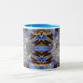 Kleurrijk Blauw Abstract Lijst Creëer Uw Eigen Fot Tweekleurige Koffiemok (Center)