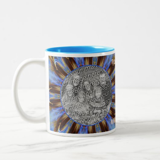 Kleurrijk Blauw Abstract Lijst Creëer Uw Eigen Fot Tweekleurige Koffiemok (Links)
