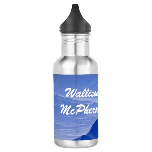 Kleurrijk Blauw Abstract met Pickleball en Naam Waterfles (Links)