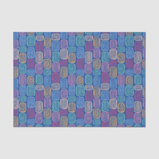 Kleurrijk blauw abstract patroon tissuepapier (Voorkant)