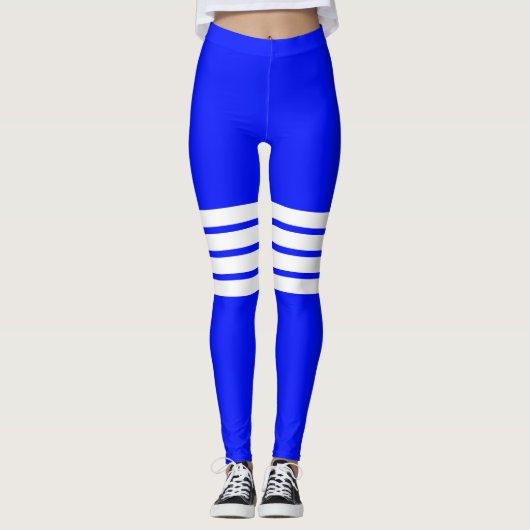 Kleurrijk blauw bandje met streepjes gestreept pat leggings (Voorkant)