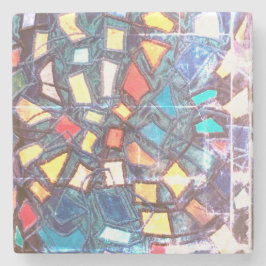 Kleurrijk blauw blauwgroen geel rood grunge abstra stenen onderzetter