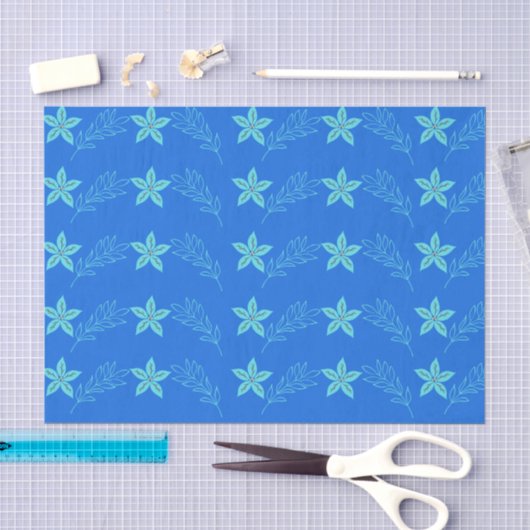 Kleurrijk Blauw Botanisch Bloemendecoupeproject Tissuepapier (Craft)