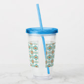 Kleurrijk blauw/bruin/bruin medaillon acryl drinkbeker (Links)