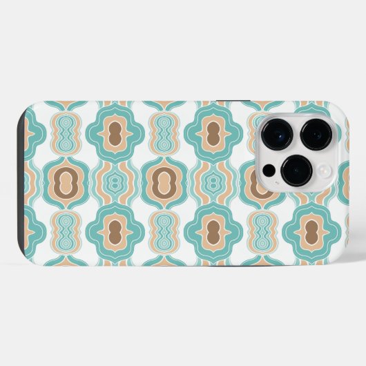 Kleurrijk blauw/bruin/bruin medaillon iPhone hoesje (Achterkant horizontaal)