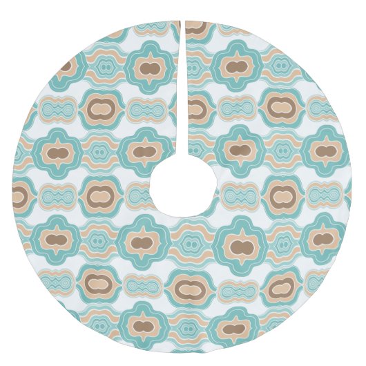 Kleurrijk blauw/bruin/bruin medaillon kerstboom rok (Voorkant)