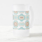 Kleurrijk blauw/bruin/bruin medaillon matglas bierpul (Voorkant rechts)