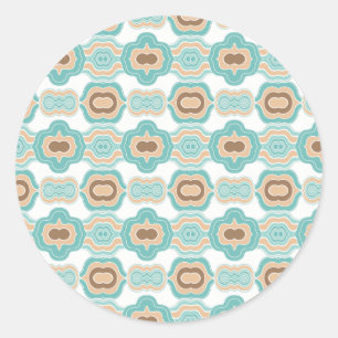 Kleurrijk blauw/bruin/bruin medaillon ronde sticker