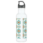 Kleurrijk blauw/bruin/bruin medaillon waterfles (Achterkant)