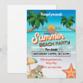 Kleurrijk Blauw en Bruin Zomerstrand Party Poster Kaart (Voorkant / Achterkant)