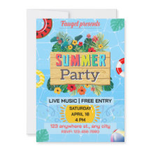Kleurrijk Blauw en Bruin Zomerstrand Party Poster