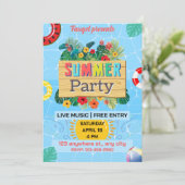 Kleurrijk Blauw en Bruin Zomerstrand Party Poster Kaart (Staand voorkant)