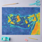 Kleurrijk Blauw en Geel Chihuahua Decoupage Papier (Craft)